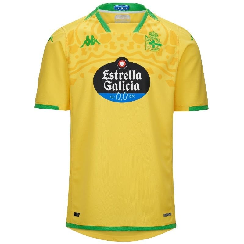 Kappa Kombat Away R.C. Deportivo 23 24, Camiseta Segunda Equipación, Amarillo/Verde, XL, Hombre