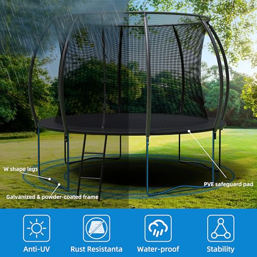 ALTLER Trampoline 12FT 14FT Enclosure Net Outdoor Jump for Kids and Adults Round ASTM Approved Heavy-Duty Bounce Mat with Enhanced Weight Capacity - Thumbnail 3