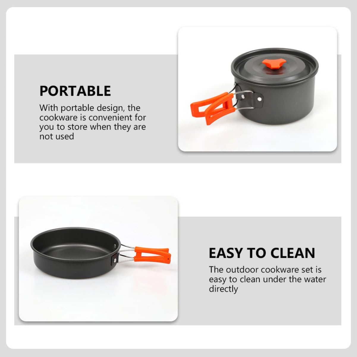 1 Juego Utensilios de Cocina para Camping Sartenes Antiadherentes Kit de Cocción Portátil para Excursiones y Picnics Personas