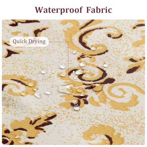 Fabric Shower Curtain， Burgundy Wine with Gold Yellow Boho Paisley Damask Print, Waterproof Bathroom Decor, 72" W x 72" H by D DS CURTAIN - Used condition - Image 4