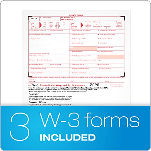 Tops W2 Forms 2020, Tax Forms Kit For 26 Employees, 6-Part W2 Tax Form Sets With Self Seal W2 Envelopes, Includes 3 W3 Forms (Tx22904Kit-20) #TOP4