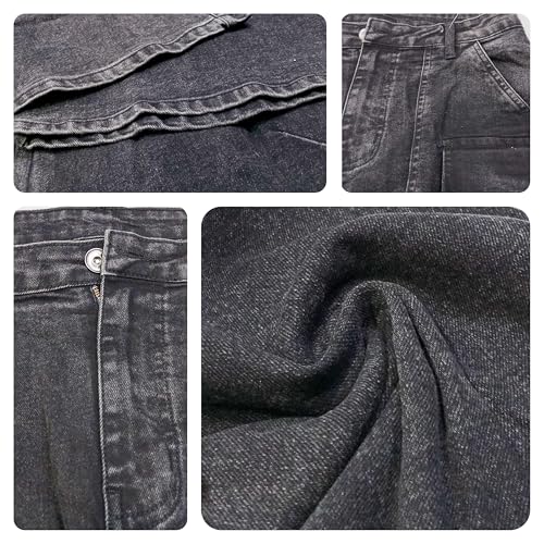 Image of GRECIILOOKS Women's Stretch Denim Wide Leg Jeans | Comfort Fit, Straight Cut, Casual Style | Baggy Cargo Style Casual Pants