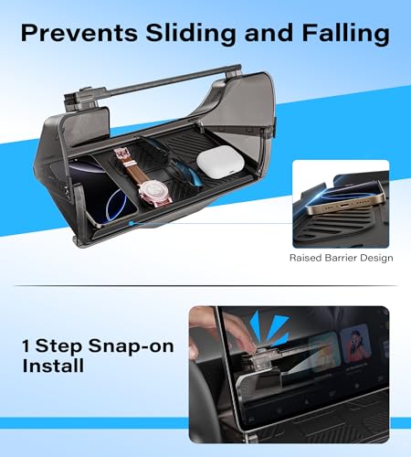TAZENI Under Screen Storage Box Fit Model Y Juniper Model 3 Highland, Hiddenable Privacy Storage for Model Y 3 Accessories, Center Console Organizer for Model Y 2019~2026 & Model 3 2016-2026