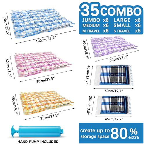 Storage Master Airtight Vacuum Seal Bags for Clothes, Blankets & Comforters (35 Pack)