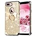 Price comparison product image KOUYI for iPhone 8/7 Plus Case, [Glitter 3 in 1 Series] Fashion Glitter Sparkle Shiny Bling Diamond Protective Cover with Butterfly Ring Grip Holder for iPhone 8 Plus/iPhone 7 Plus (Gold)