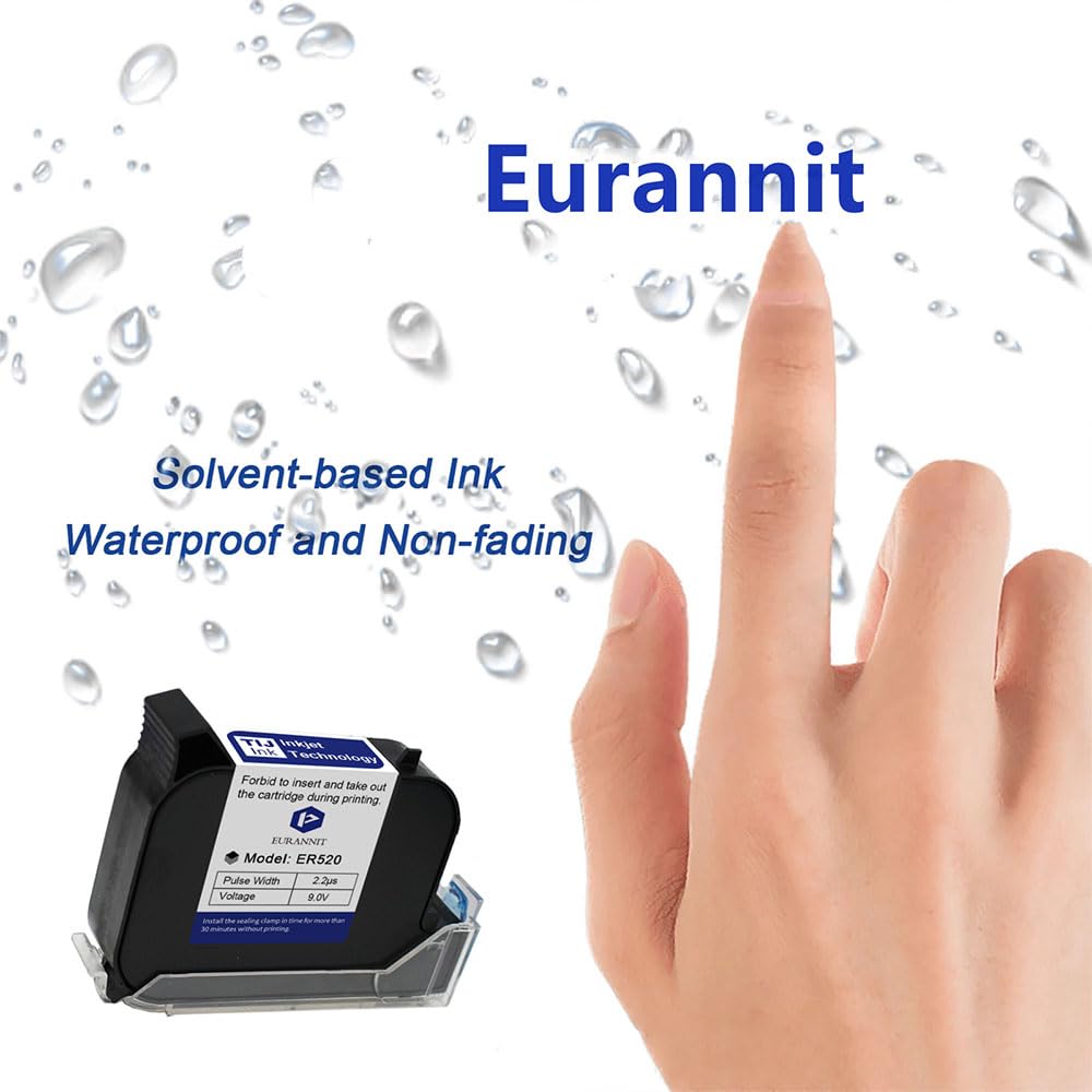 Original ER520 Schnelltrocknende Tintenpatrone für Portable Inkjet Printer 12.7 mm Druckhöhe für Intelligent Inkjet Printer E15/E98/E11/E12/E16, Schwarz