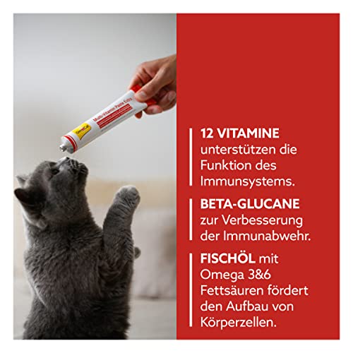 GimCat Multi-Vitamin Paste Extra - Katzensnack mit Fischöl für ein starkes Immunsystem und den Zellstoffwechsel - 1 Tube (1 x 200 g)