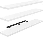 AMADA HOMEFURNISHING 35.4" L Floating Shelves, Wall Shelves Set of 3 for Bathroom/Living Room/Bedroom/Kitchen, White Floating Shelves for Wall Decor with Invisible Brackets - AMFS45W
