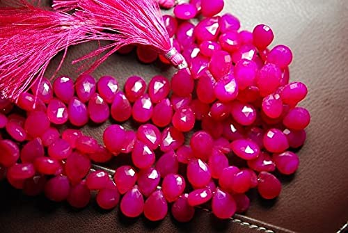 Chalcédoine rose véritable en rang de perles poires facettées pour fabriquer un cadeau fait main