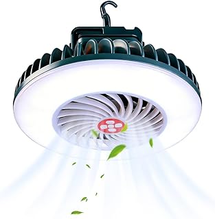 LED Campinglampe mit Ventilator, AVCXEC Camping Ventilator mit Licht, Camping Lampe mit Ventilator, Camping Licht mit USB Aufladbar, Zeltlampe Zum Aufhängen mit Hanging Haken für Campe, Angeln