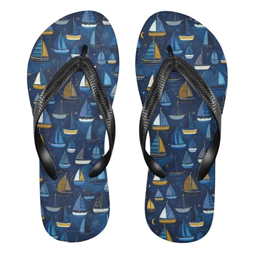 Flip Flop Sandals Boats Cartoon Print for Women Men Beach Outdoor XS