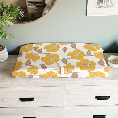Image of Baby Changing Pad Cover 2-Pack for Girls (Poppy Fields) - Premium Fitted Sheets Baby Diaper Changing Table Cover - Buttery Soft Cotton Blend