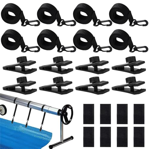 Juego De 8 Enrolladores Para Piscina, Cintas De Fijación Y Grapas, Bandas De Sujeción, Láminas De Piscina, Enrolladores Para Láminas Solares, Bandas De Sujeción, Bandas De Fijación Para Piscina