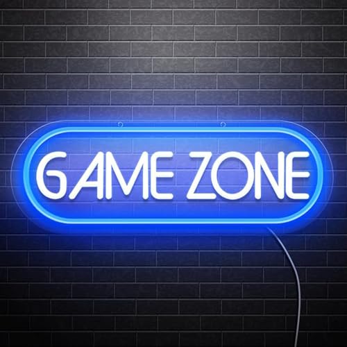 Image of LED Game Sign Game Zone Neon Signs Gaming Room Wall Art Decor Man Cave Lights Signs Gamer Home Bedroom Decoration USB Powered Brightness Adjustable