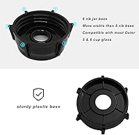 Vista 4 de para piezas de repuesto de licuadora Oster Cuchilla de hielo de licuadora con tapa de base de jarra y dos juntas tóricas de goma O Ring Kit