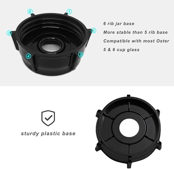 for Oster Blender Replacement Parts Blender Ice Blade with Jar Base Cap and Two Rubber O Ring Seal Gasket Accessory Refresh Kit