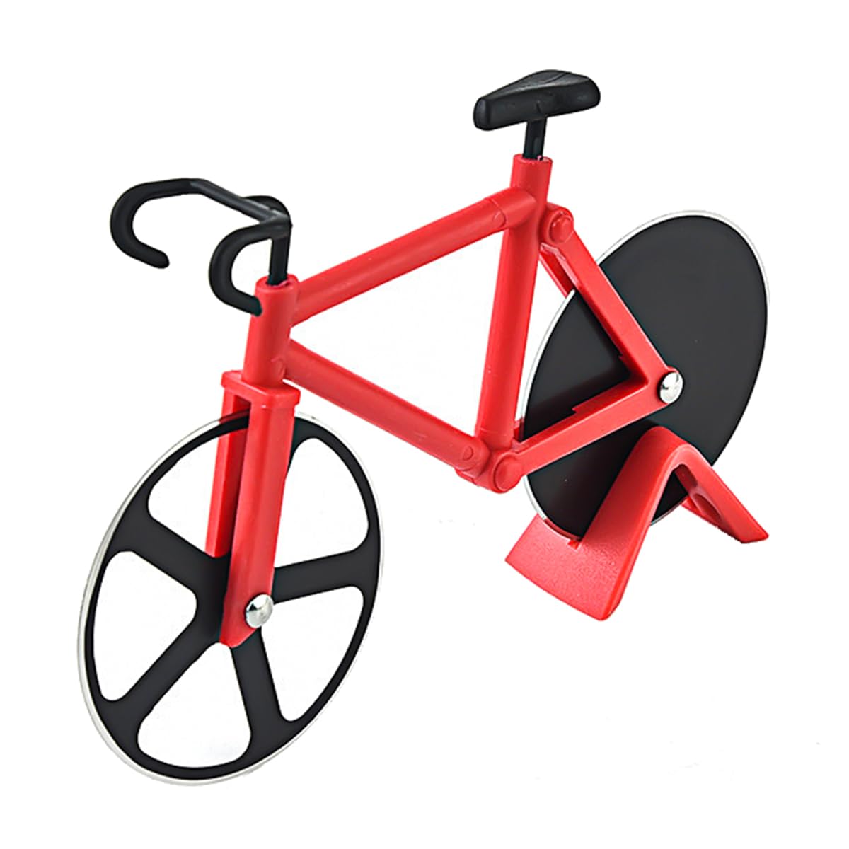 Alnicov Bike Pizza Cutter Pizza Cutter Wheel Stal nierdzewna Super ostre ostrza - czerwony