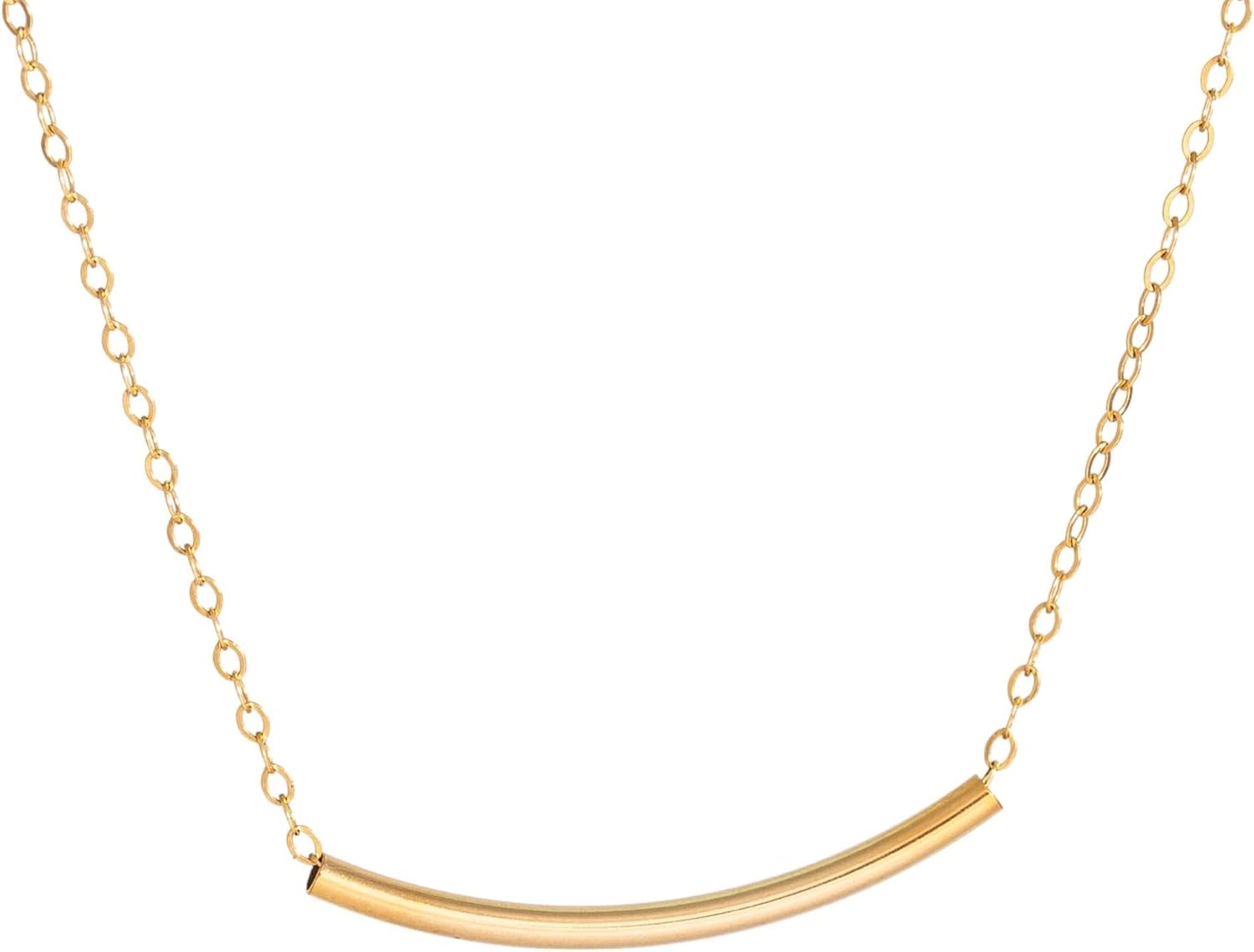 HotMixCold Delicate Thin Curved Bar Necklace, Layering Minimalist Everyday Jewelry | Available in 14k Gold fill, 925 Sterling Silver, 14k Rose Gold