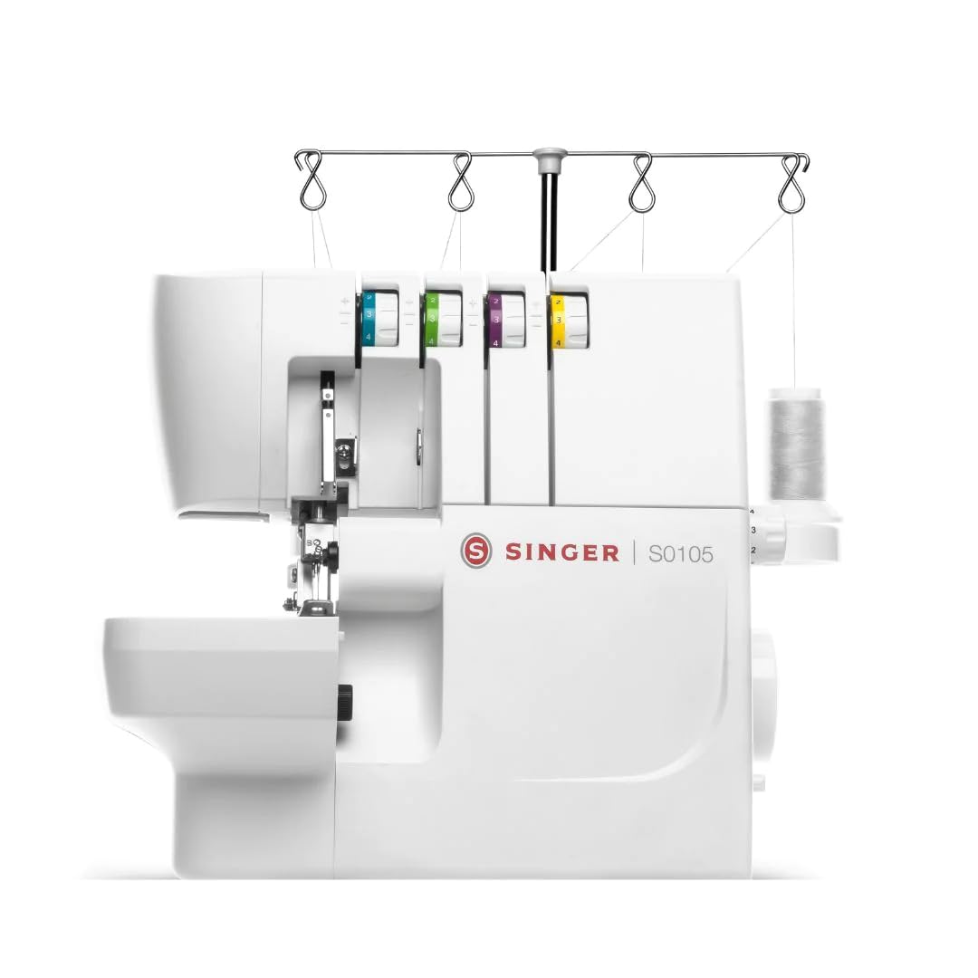 SINGER S0100 Metal Frame Serger with Accessory Kit | Overlock Machine with 6 Built-in Stitches, 2-3-4 Thread Capability, Adjustable Tension & Stitch Length, 1300 Stiches per Minute & Differential Feed