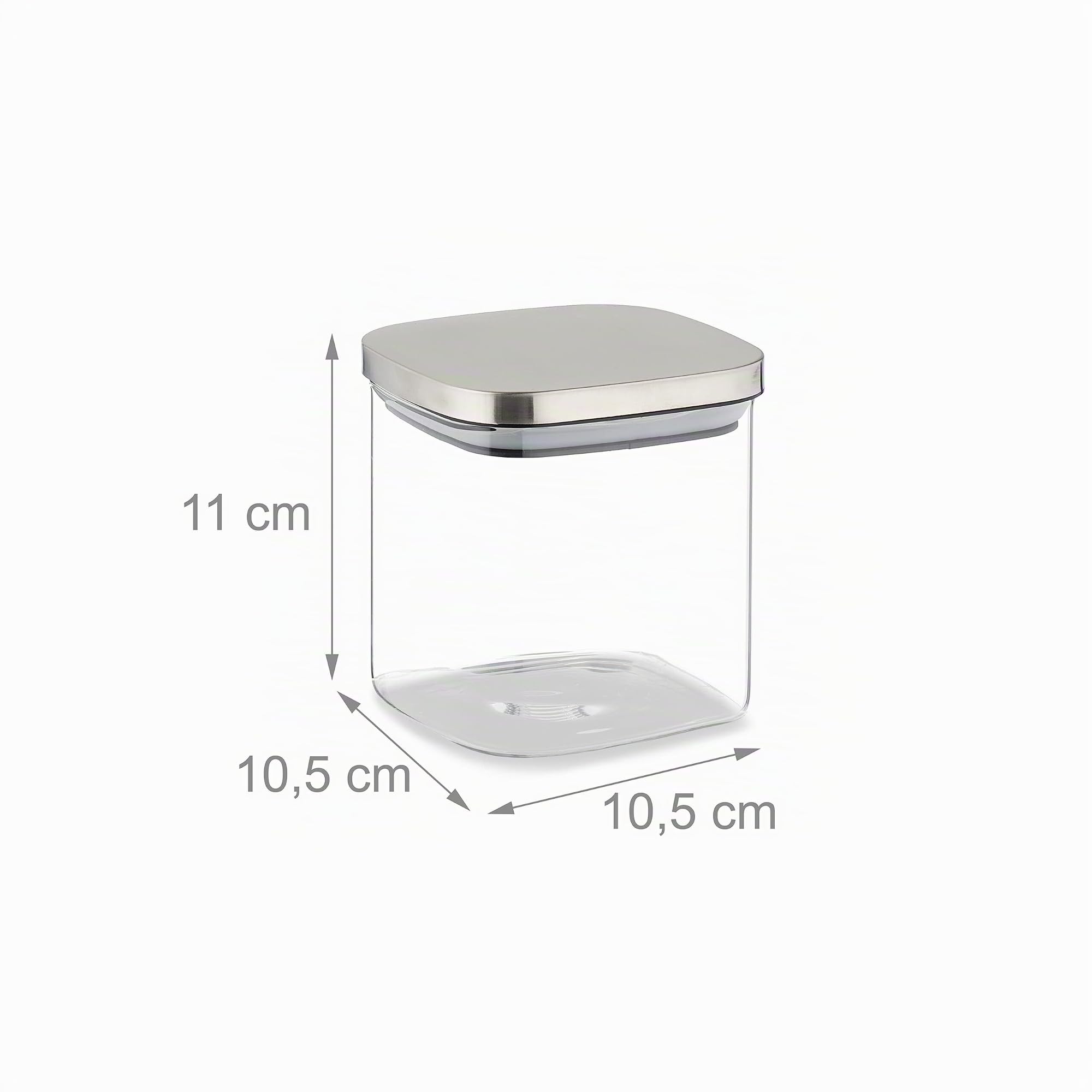 Relaxdays Bocal en Verre, avec Couvercle, lot Pratique de 3, 600 ML, rectangulaire, hermétique, Transparent et argenté