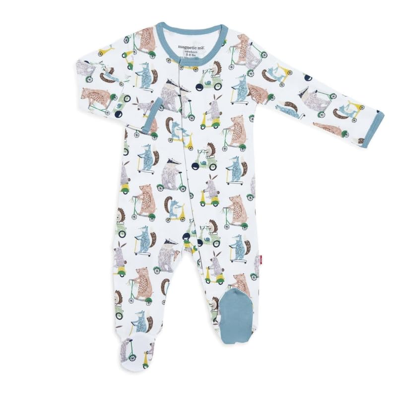 Image of Magnetic Me Boys Modal Magnetic Baby Footie Pajamas | Silky Soft Modal Fabric | Baby Sleepers Available in Sizes PRE - 24M