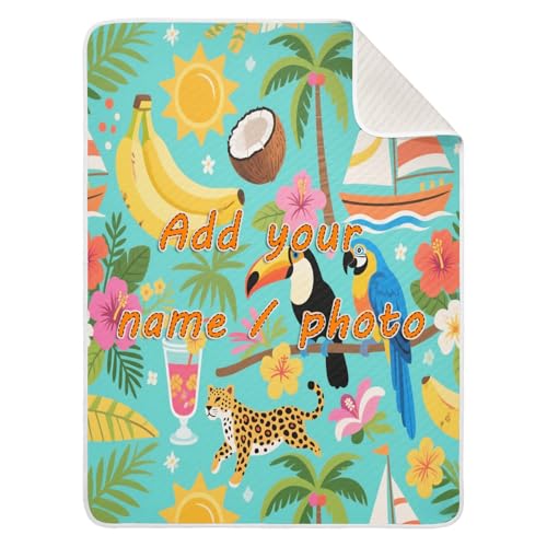 Custom Summer Blue Animal Sea Small Blankets Breathable personalizada para cat Name Blanket for Girls or Boys 30x40in mantitas para Bebes recien nacidos