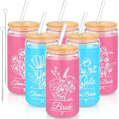 Tanlade Floral Bridesmaid Glass Cups Set Cover