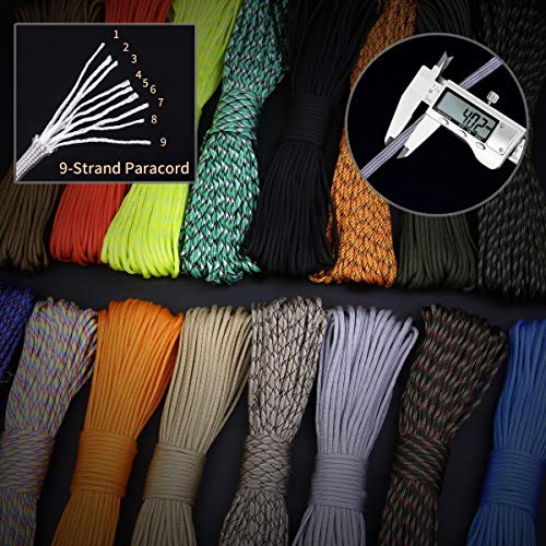 TECEUM Paracorde De Type III 550, 30,5 M, 4 Mm, Corde De Parachute Tactique Conforme Aux Spécifications Militaires Pour Pêche, Camping, Randonnée Et