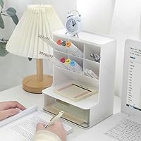 Vista 4 de Desk Organizer with Drawer Pen Holder Workspace Organizers Perfect Office Desk Accessories and Workspace Organizers for Home Office Organization