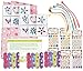 Spa Party Supplies for Girls - MINI Emery Boards (12), Colored Hair Clip Braids (12), Body Jewels (12), Nail Decal Sets (12), Pink Cello Bags (12) and Facial Recipes, Total 61 Pieces
