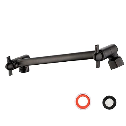 Adjustable Shower Extension Arm, 10 Inch Brass Oil Rubbed Bronze Shower Arm Extension for Shower Head, Universal Shower Extension for Fixed Shower Head