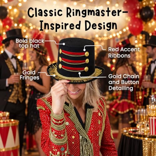 Dress Up America Ringmaster Hat for Adults - Circus Costume Accessory - Perfect Top Hat for Ring Master Costume Women - Lion Tamer Hat by Dress Up America - Used condition - Image 4