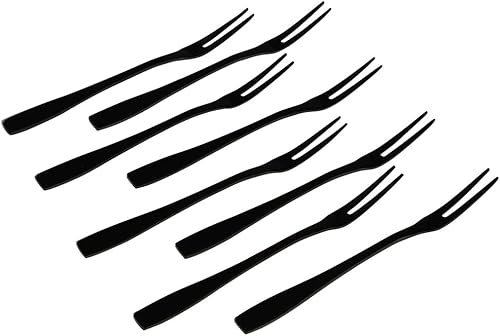 Teyyvn Tenedores de fruta de 8 piezas, tenedor de acero inoxidable de 2 puntas, tenedor de cóctel Bistro