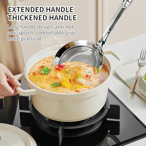 Image of Stainless Steel Colander, 2024 Upgrade Extra Fine Mesh Strainer with Handle, Oil Filter Food Strainer, Kitchen Gadget (Small+Large)