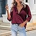 Baxtayel Women Satin Silk Button Down Shirt Casual Long Sleeve V Neck Blouse Loose Dressy Business Work Office Tunic Tops Watermelon Red