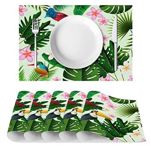 Set de table vert toucan tropical antidérapant grand format rectangulaire x6 - 3