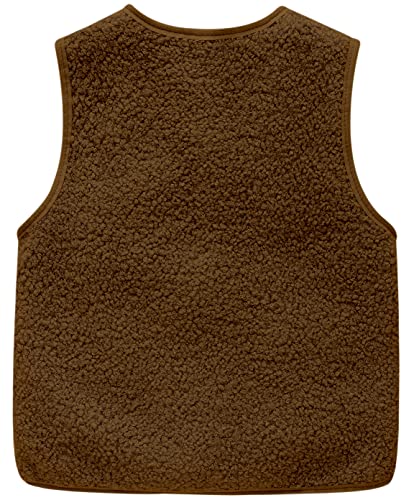 Anhdm Toddler Vest Boy Girls Sherpa Fleece Fuzzy Zip Up Waistcoat Fall Winter Clothes Outerwear With Pockets,Coffee,1-2T=Tag 90 #TOP1