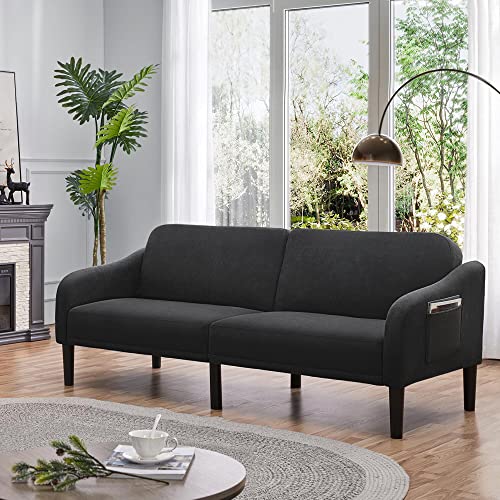 Yaheetech Convertible Sofa Bed Sofas For Living Room Upholstered Modern Convertible Folding Futon Sofa Bed Convertible Futon With Adjustable Split Back,Black #TOP1