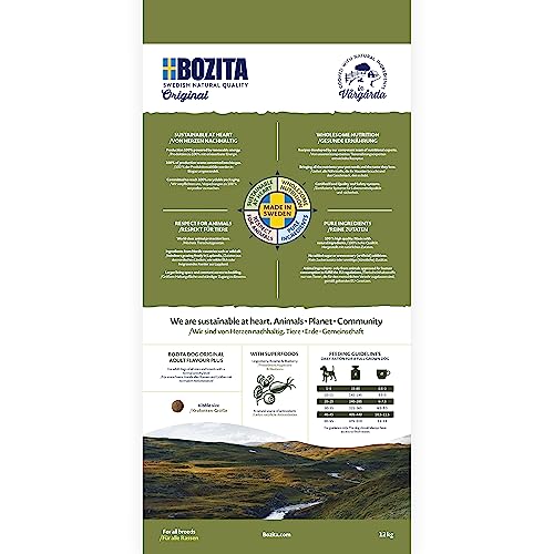 Bozita Hundefutter Original Adult Flavour Plus Rentier – 3 kg weizenfreis Trockenfutter für übergewichtige Hunde oder Hunde mit geringerem Aktivitätsniveau – Ausgewogene & kalorienbewusste Ernährung