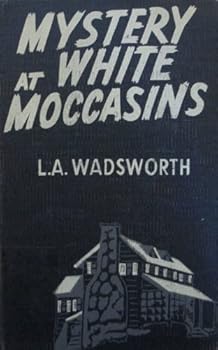 Hardcover Mystery at white moccasins. Book