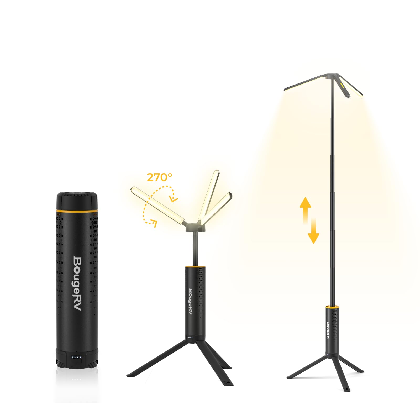 BougeRV T1 Telescopic Camping Light, 15600mAh Rechargeable Lantern, Portable Camping Lamp, 1000x3 Lumens Rotatable Work Light for Tent, Emergency, Outdoor, IPX5 Water Resistant (2026 New)