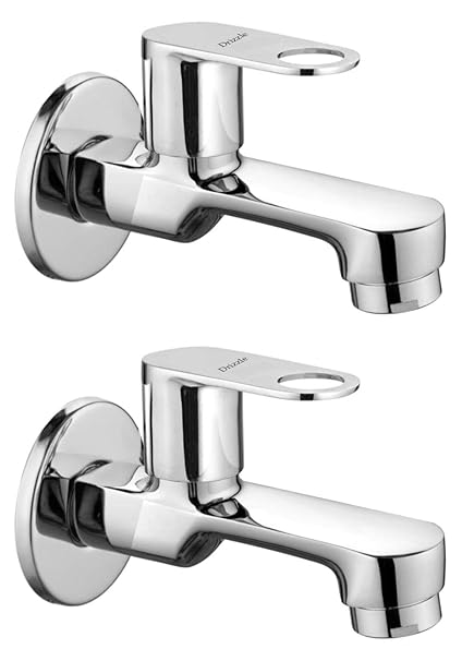 DRIZZLE ONX102-2 Ornamix Long Body Bib Cock Brass | Chrome Plated | Quarter Turn | Foam Flow (Combo of 2 Pieces)