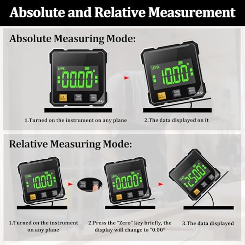 Digitaler Winkelmesser mit Laser, 4-Seitiger Magnetischer Wasserwaage Digital Magnetisch mit Elektronischem Laser Wasserdicht Winkelmessgerät für Holzarbeiten.