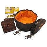 Alfie Pet - Set of 2 Fabric Expandable/Collapsible Travel Bowl (for Food and Water) with Microfiber Fast-Dry Washcloth - Color: Brown