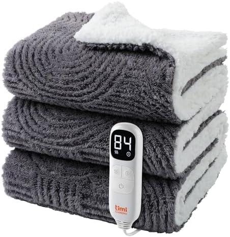 Heated Blanket Electric Throw - 130x160cm Electric Blanket with 4 Heat Levels & 10 Hours Auto-Off, J...