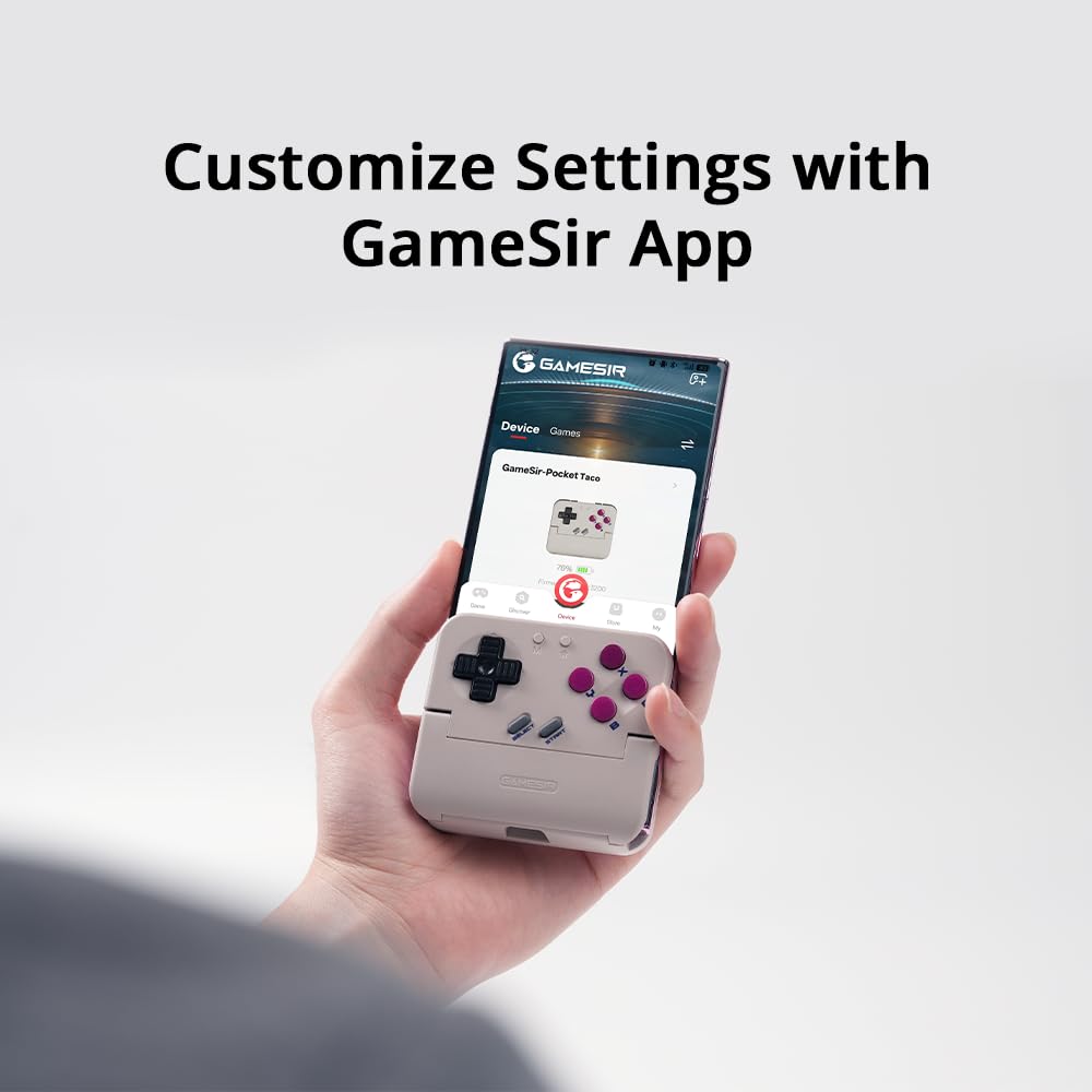 GameSir Pocket Taco Verticaler Mobiler Gaming-Controller - Retro Arcade Bluetooth Gamepad für Android, 600mAh Akku, Weiß