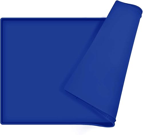 Miniatura 168 de Tapete de comida para perros, bandeja de comida impermeable de silicona, mantel individual antideslizante para mascotas, borde elevado de 0.6