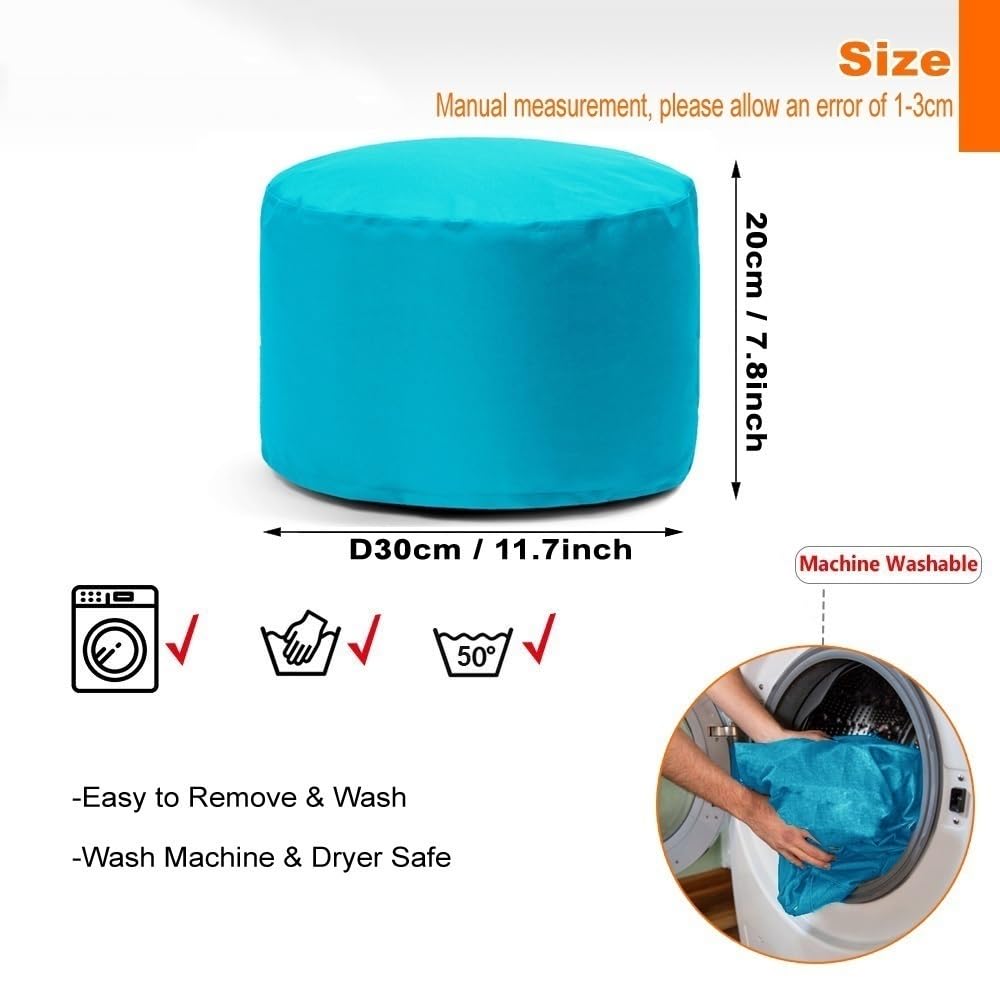 SXBCyan Funda para Puff (sin Relleno) Puf Otomano Redondo Impermeable para Interior Y Exterior, Reposapiés, Otomana De Almacenamiento Jardín, Campamento, Playa(Gray)