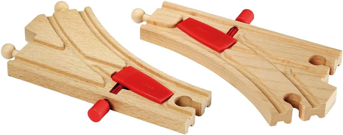 BRIO World - 33344 Mechanical Switches | 2 Piece Wooden Train Tracks for Kids Ages 3 and Up