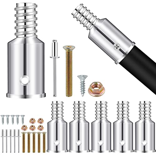 Elesunory 6Pcs Threaded Tip Replacement, Broom Handle Threaded End, Ultra Threaded Tip Repair Kit, Metal Broom...